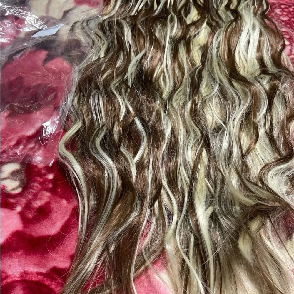 20inch hair extension Adjustable Size 5 Secure Clips Hair Extensions with Transp
